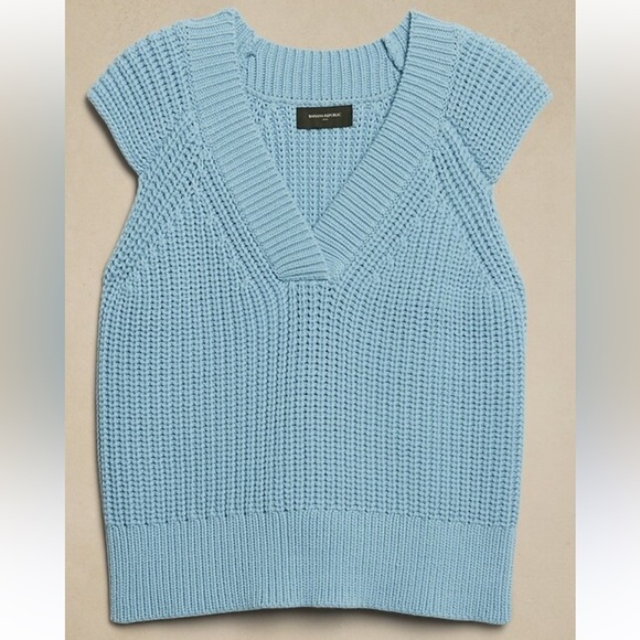 BANANA REPUBLIC WOMENS TEXTURED V NECK KNIT SWEATER BLUE SMALL - Picture 7 of 7